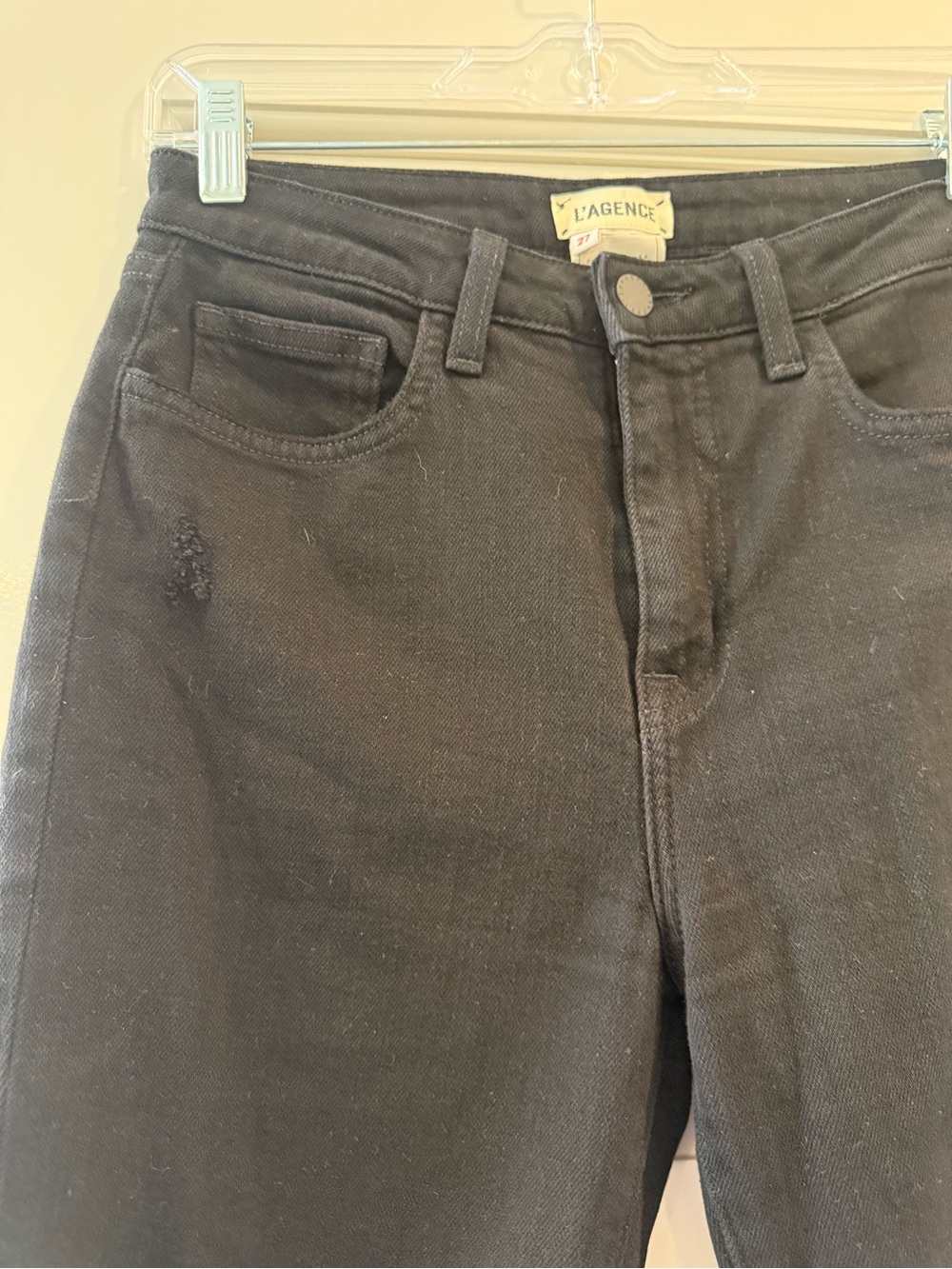 L'AGENCE Black Distressed Ankle Crop Jeans - Picture 5 of 5